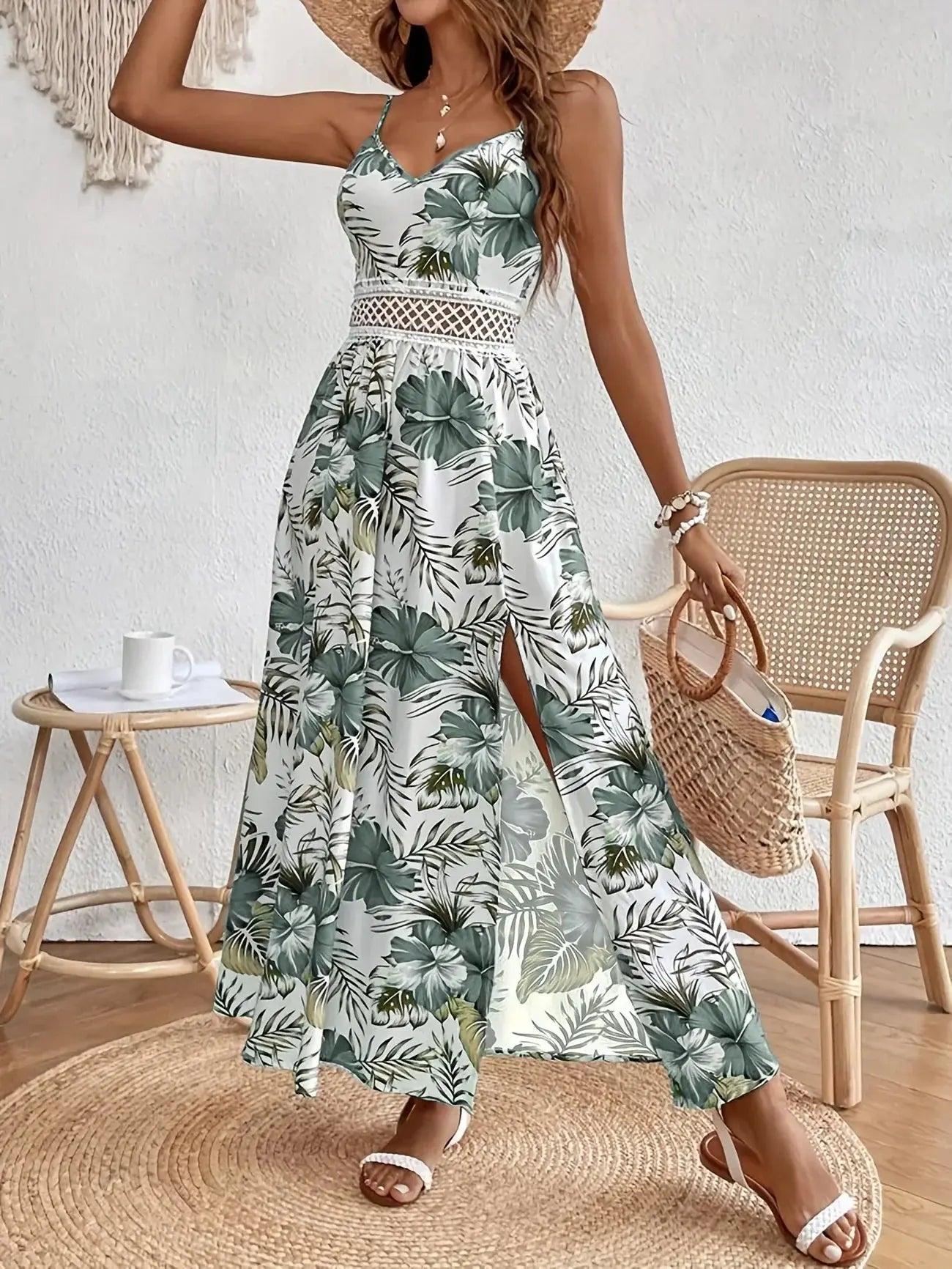 Fleurine™ Florales Garten-Maxikleid