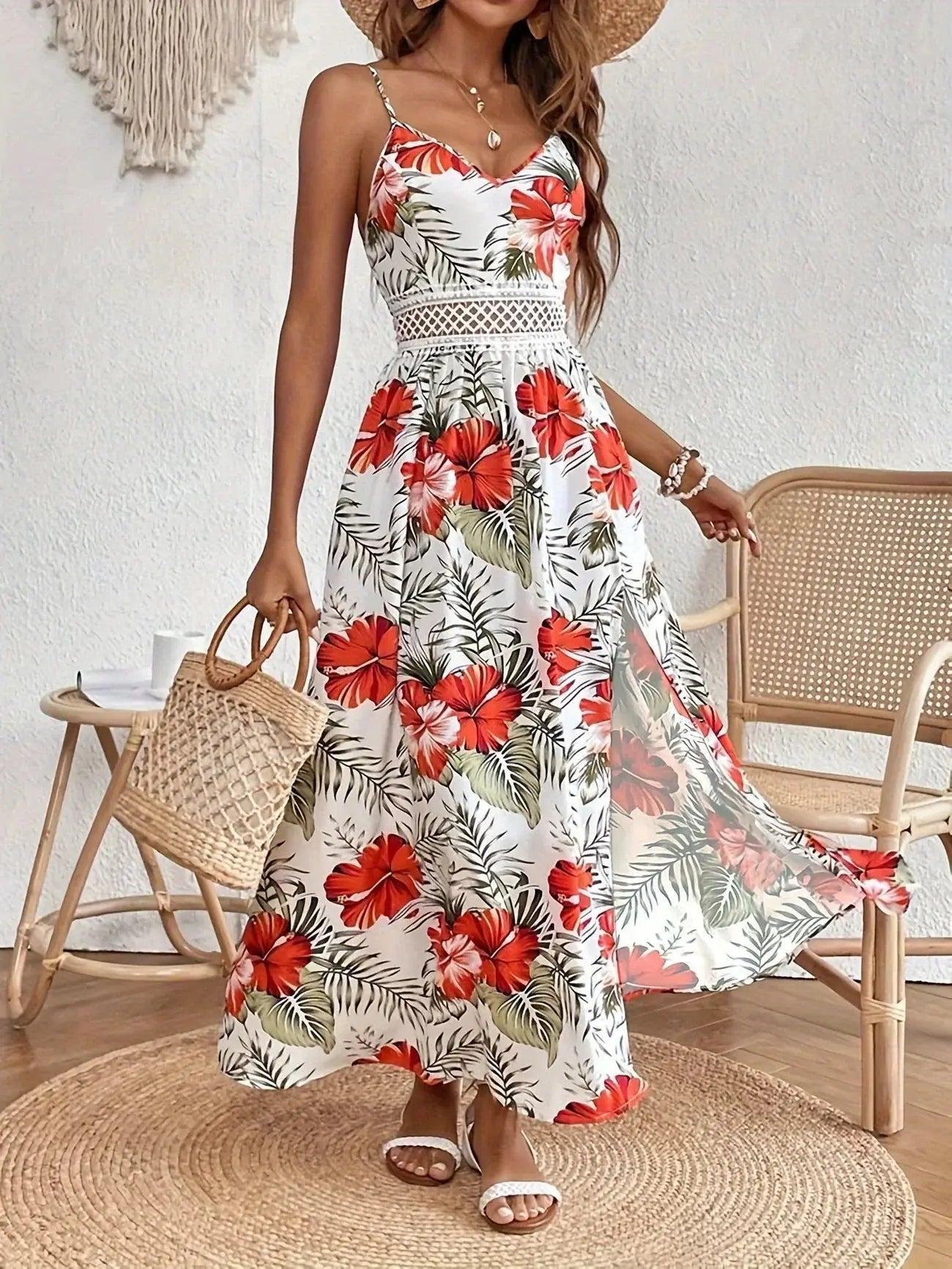 Fleurine™ Florales Garten-Maxikleid